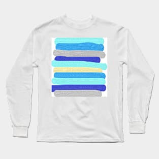 Bright Ocean Blue Painter's Stripes Long Sleeve T-Shirt